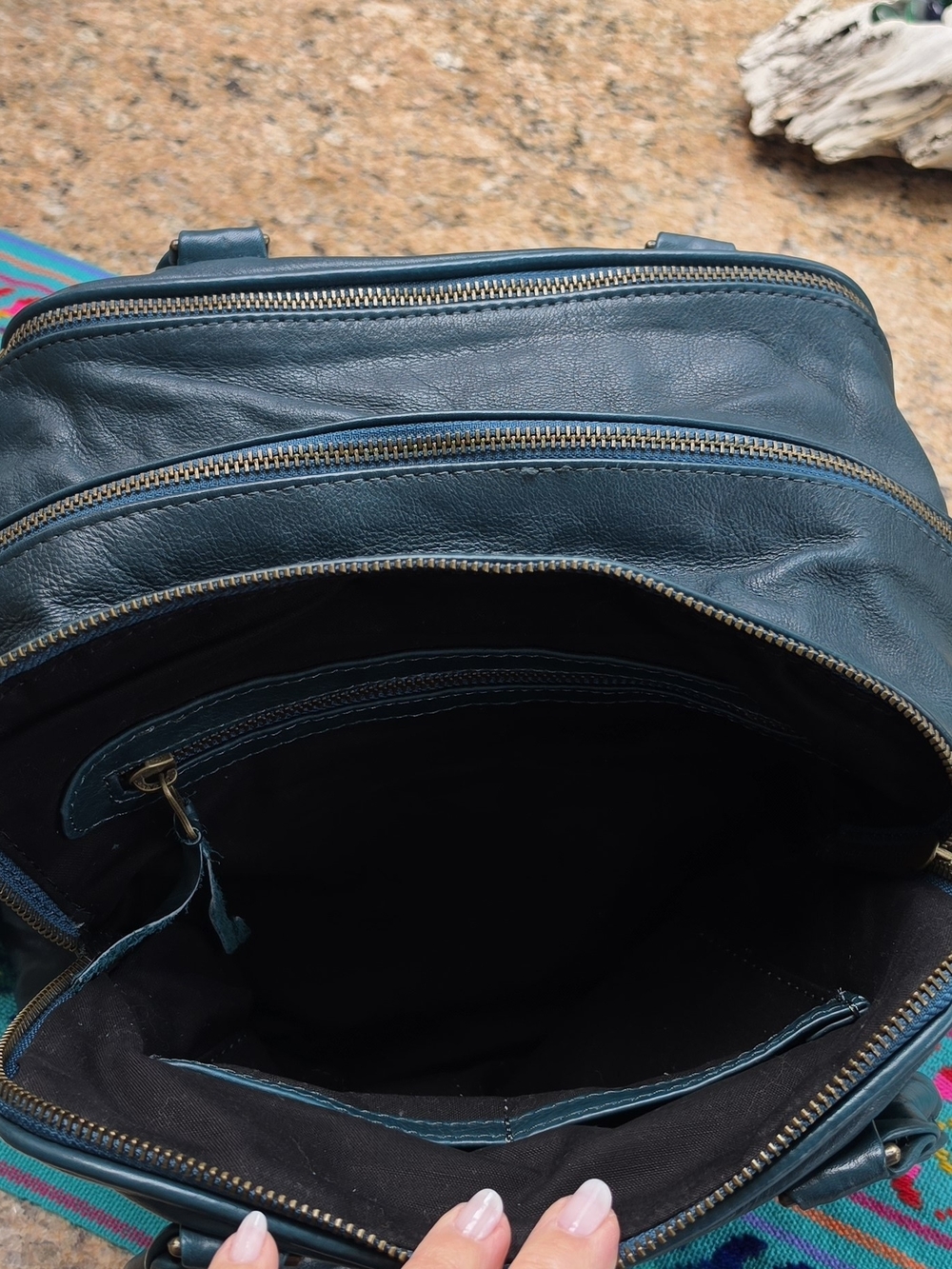 Wanderers Travel Co. "Provence" Teal Leather Satchel Handbag - Picture 7 of 12